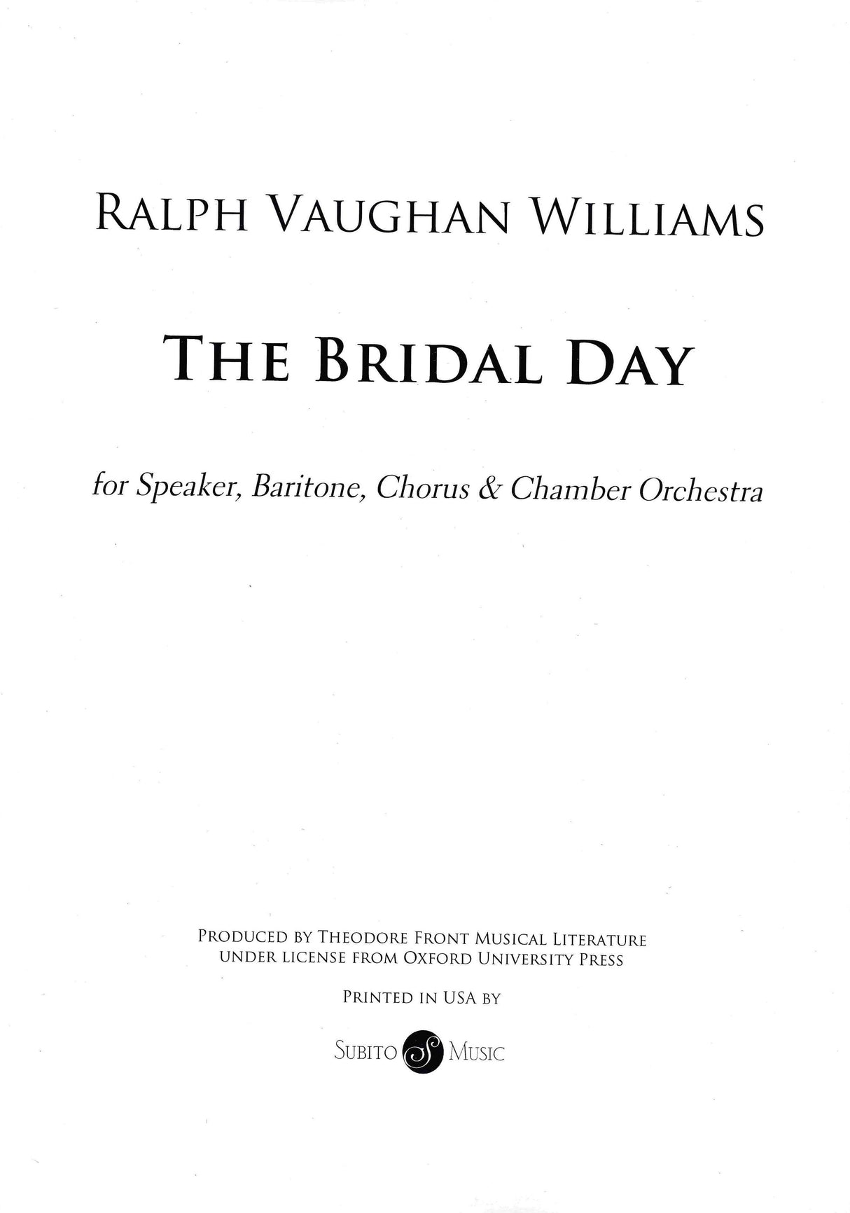Vaughan Williams: The Bridal Day