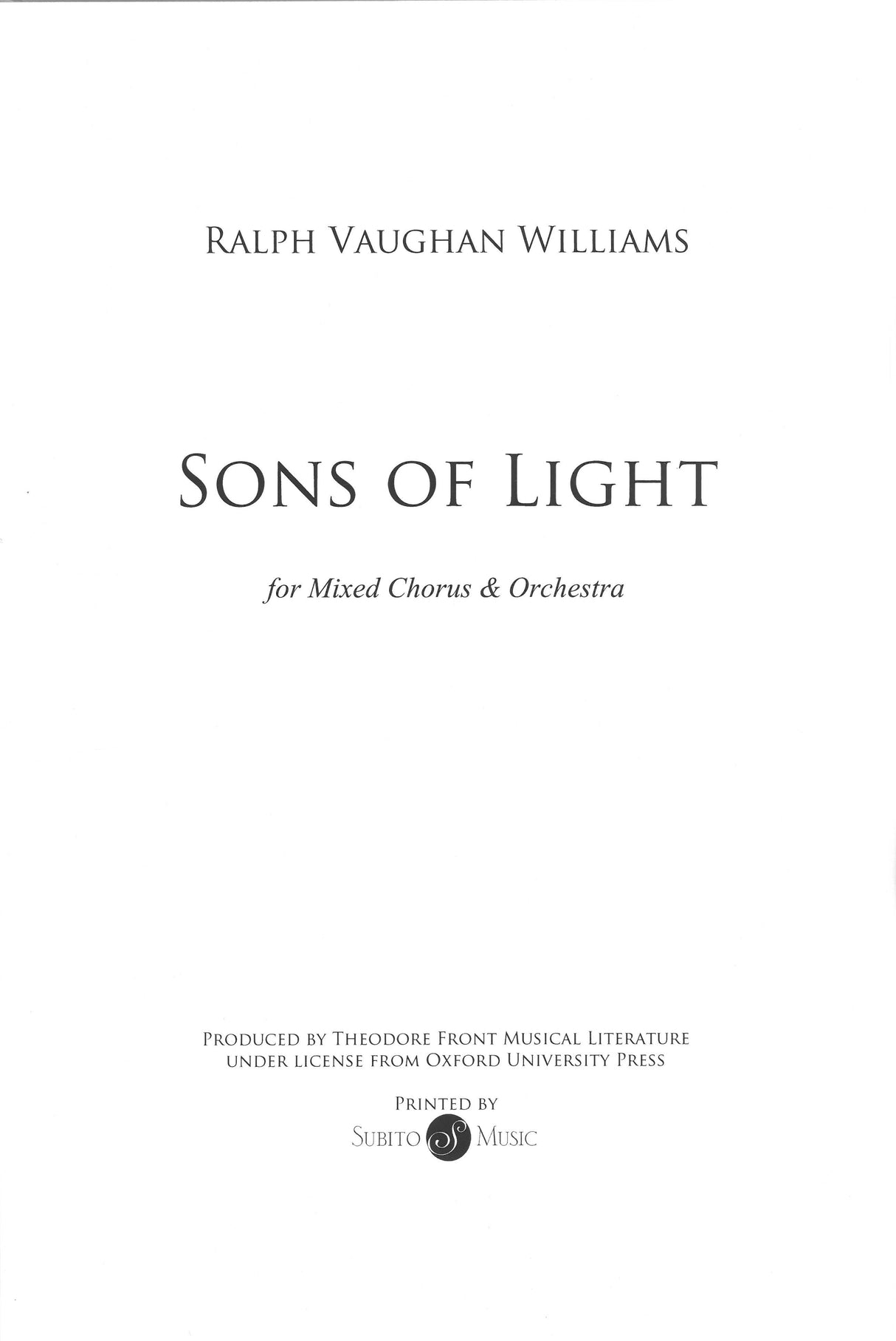 Vaughan Williams: The Sons of Light
