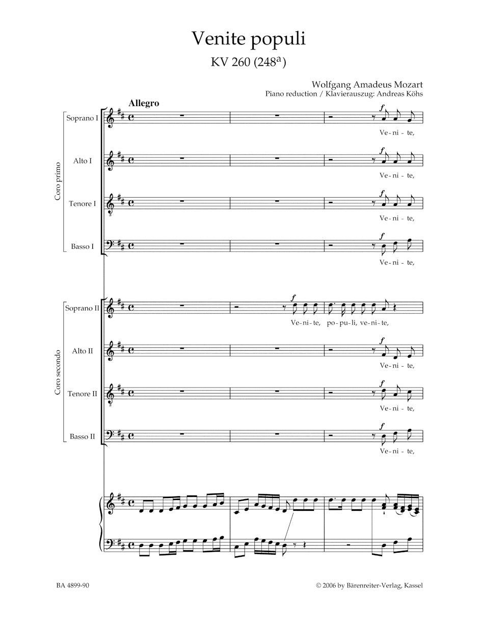 Mozart: Venite populi, K. 260 (248a)