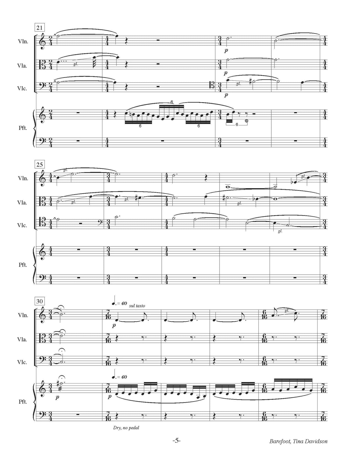 Davidson: Barefoot (Version for Piano Quartet)