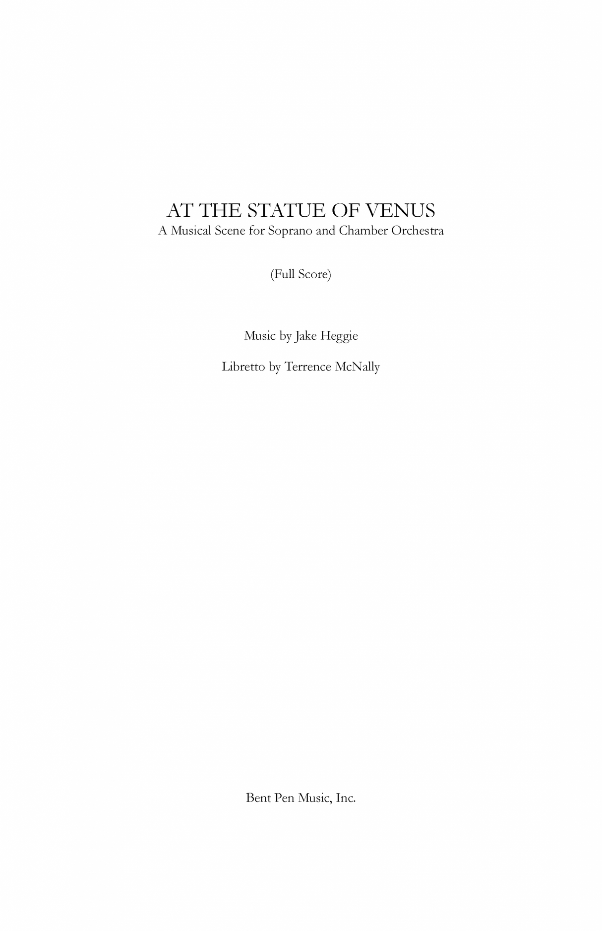 Heggie: At the Statue of Venus