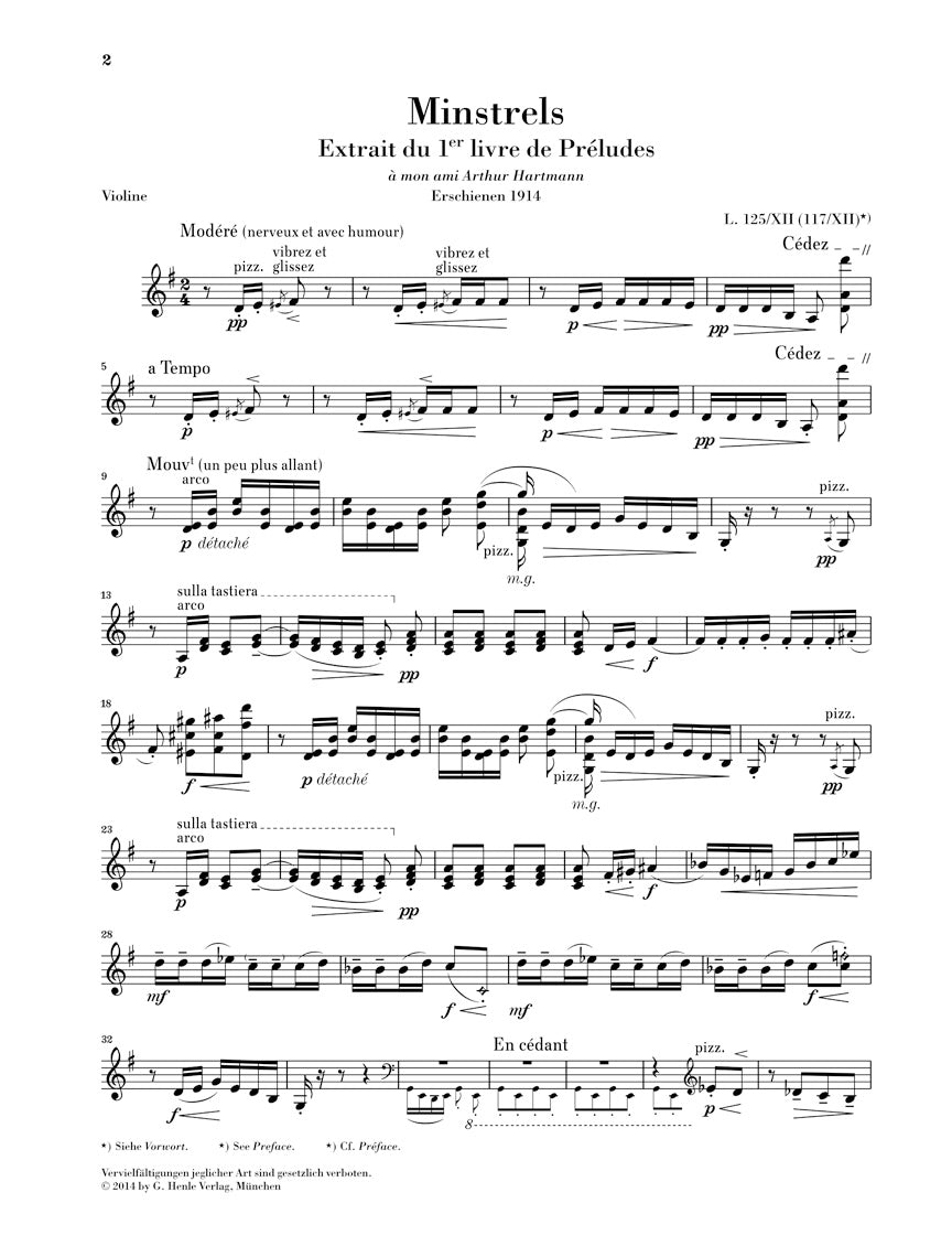 Debussy: Minstrels from Préludes (for violin and piano)