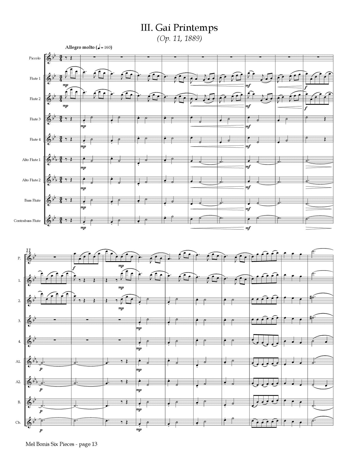 Bonis: Six Pieces for Flute Choir