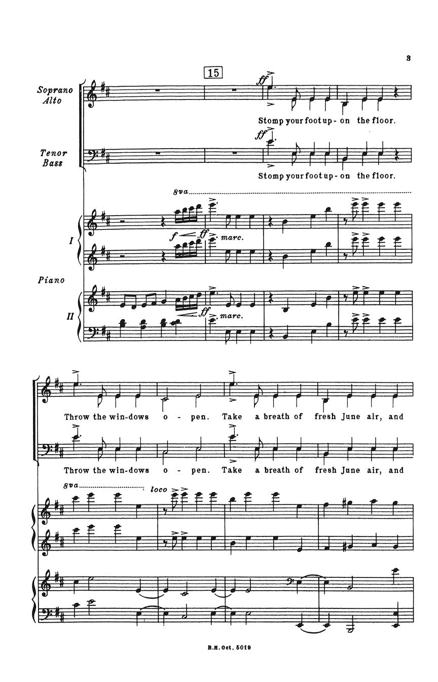 Copland: Stomp Your Foot from The Tender Land (arr. for choir & piano 4-hands)