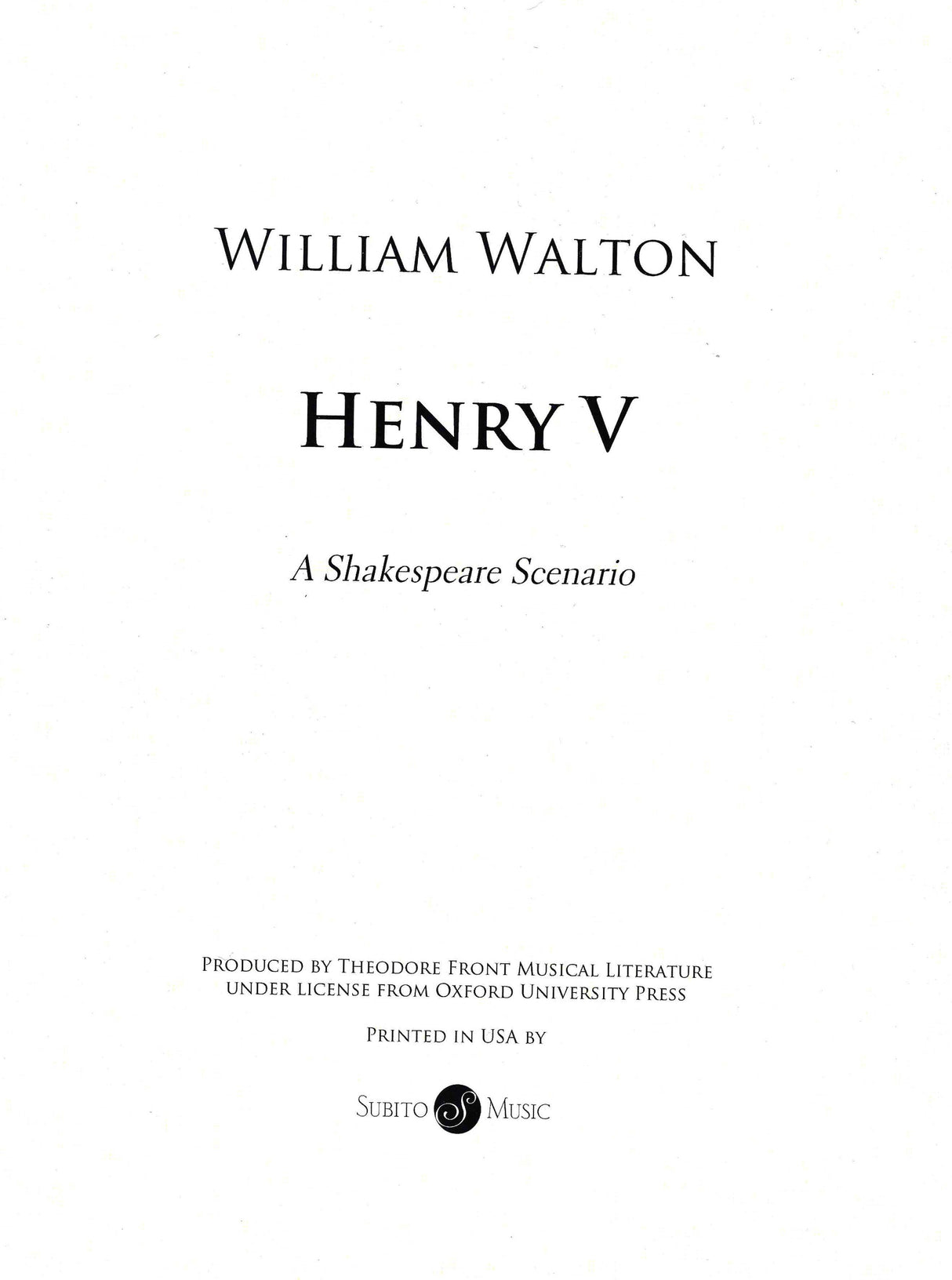 Walton: Henry V Suite - A Shakespeare Scenario