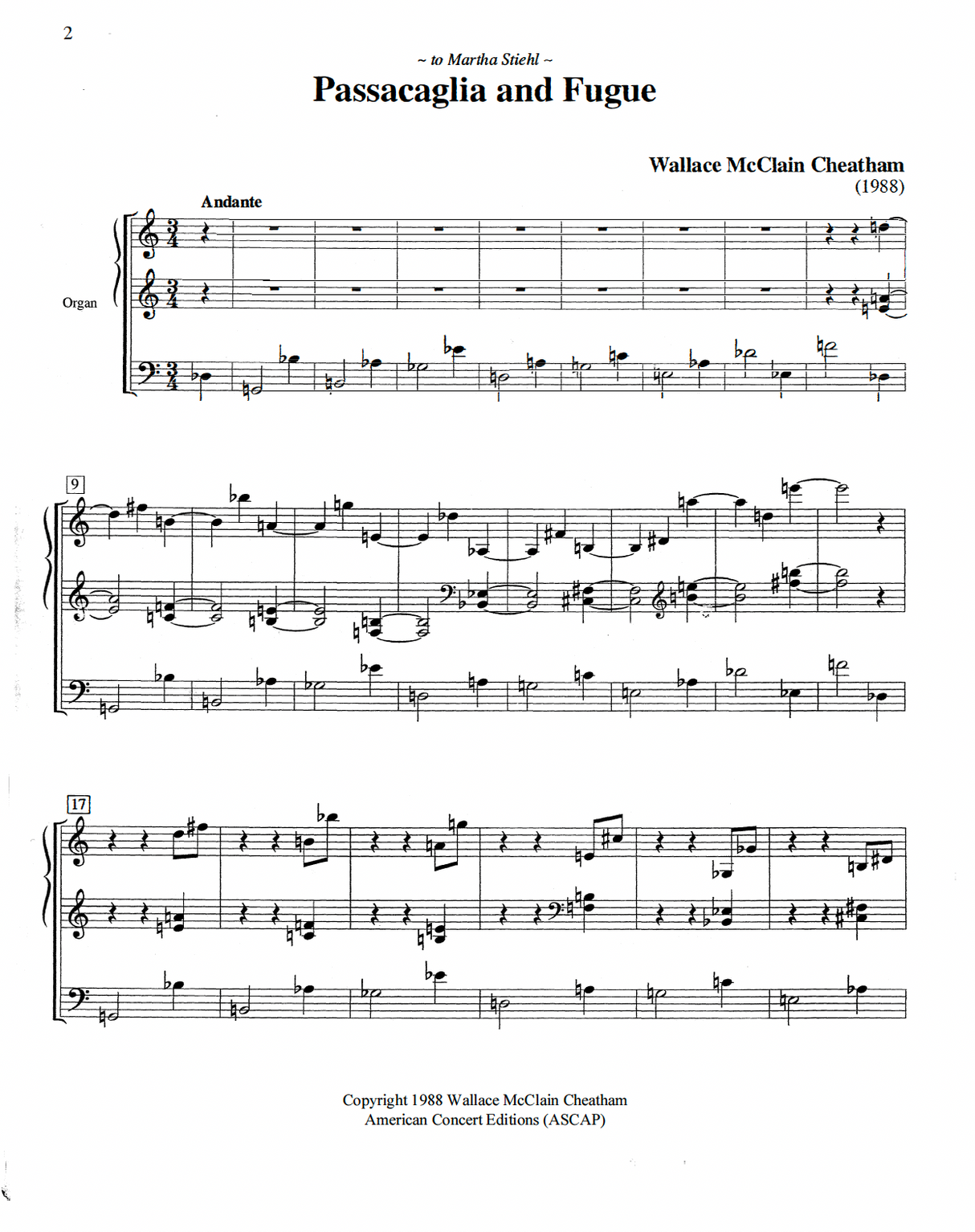 Cheatham: Passacaglia and Fugue