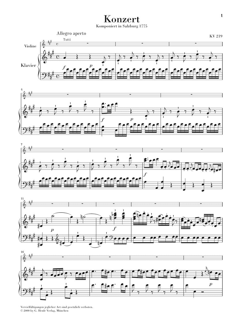 Mozart: Violin Concerto No. 5 in A Major, K. 219