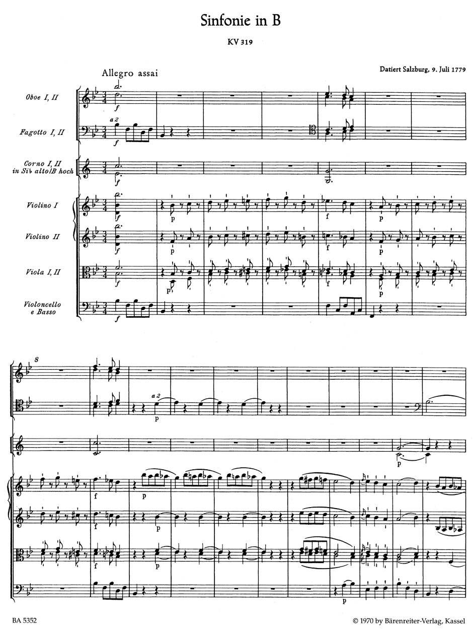 Mozart: Symphony No. 33 in B-flat Major, K. 319