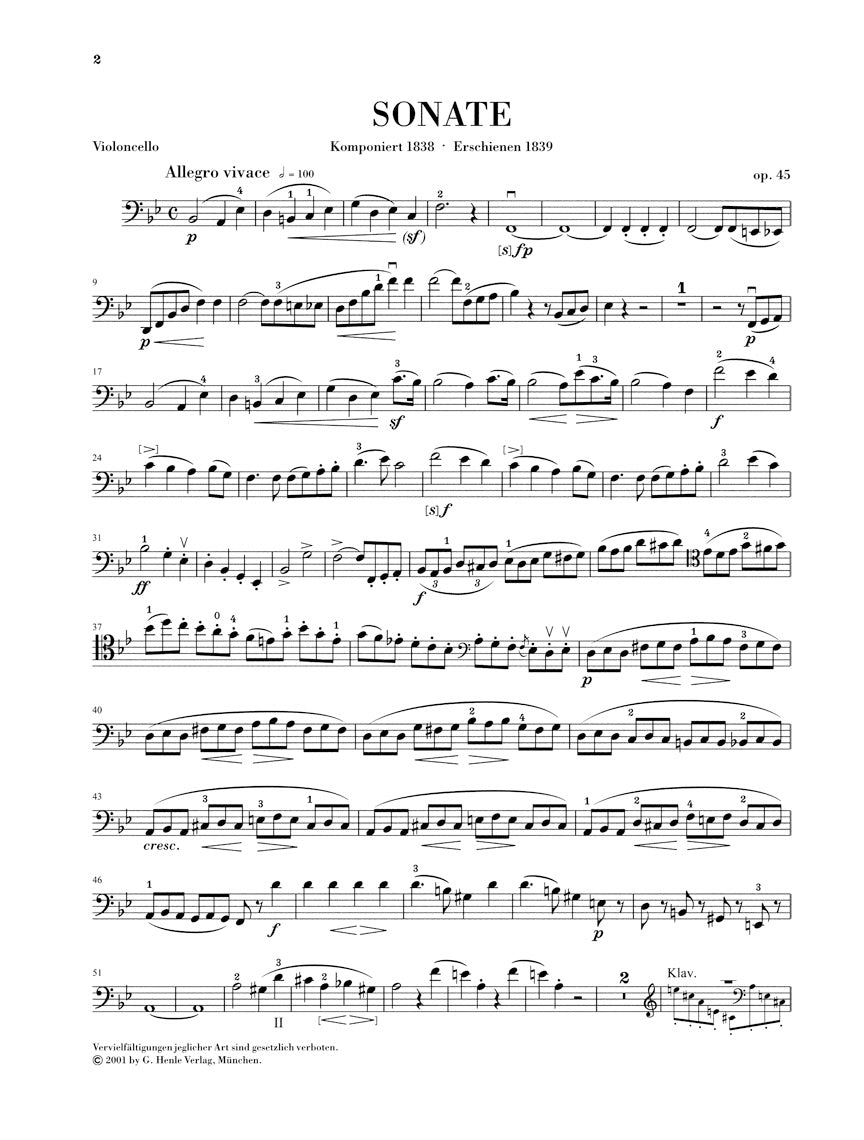 Mendelssohn: Cello Sonata No. 1 in B-flat Major, MWV Q 27, Op. 45