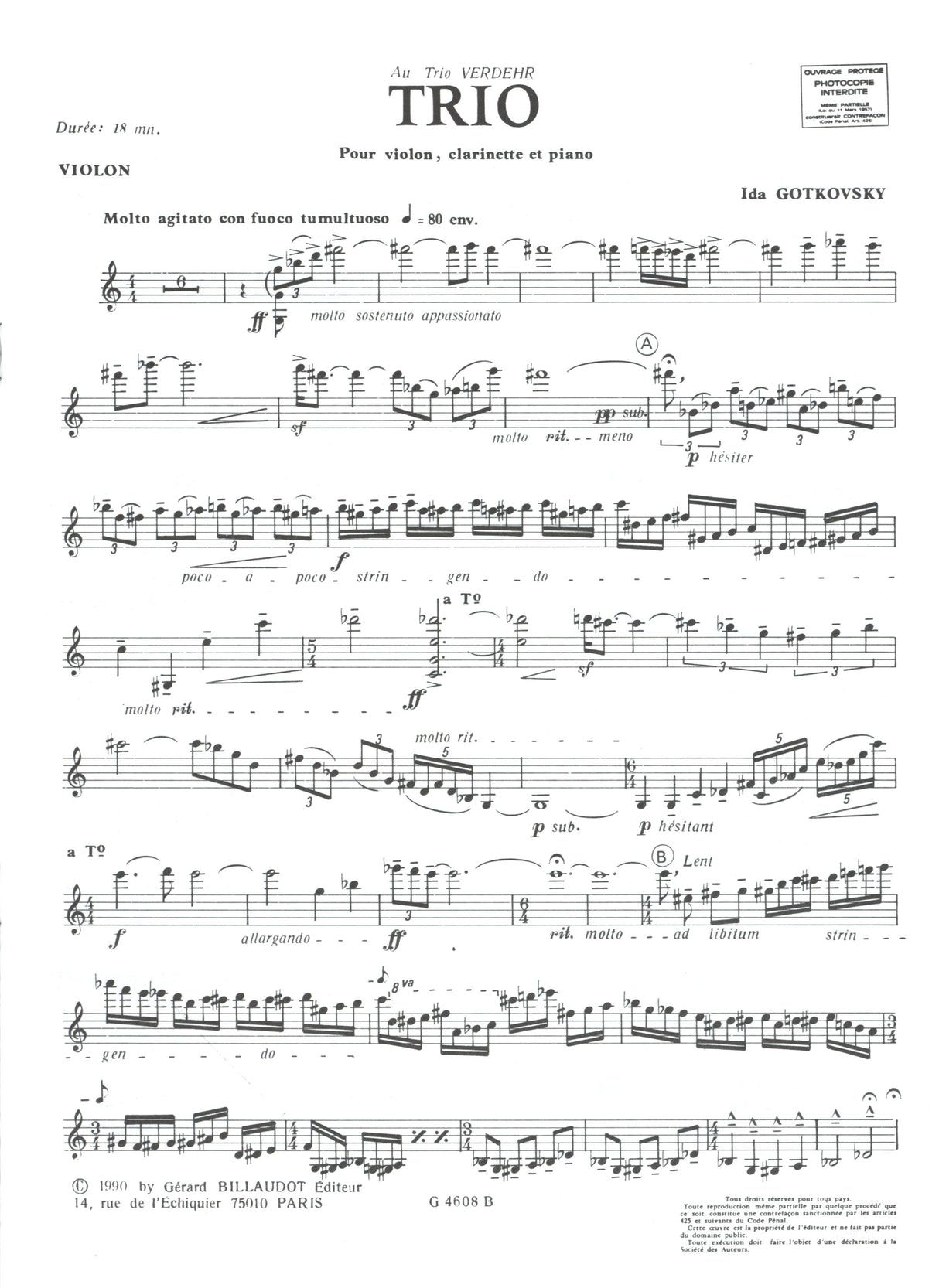 Gotkovsky: Trio for Violin, Clarinet and Piano