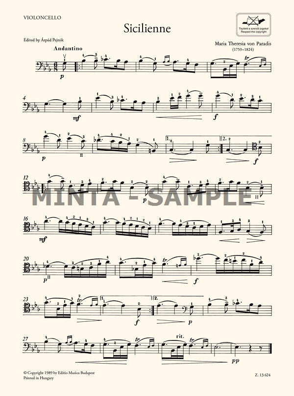 Paradis: Sicilienne (arr. for cello & piano)