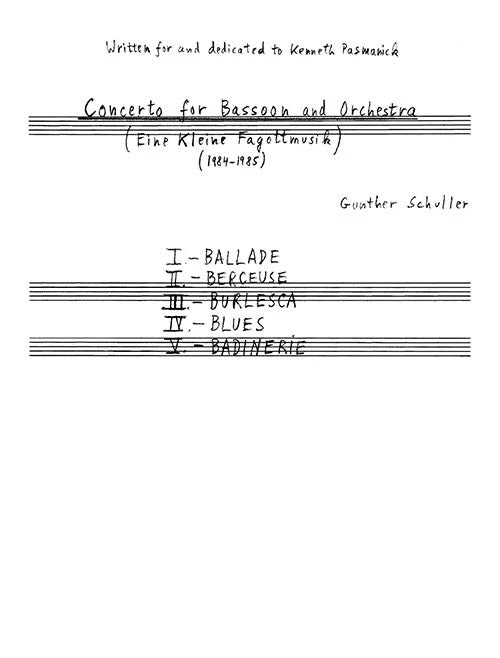 Schuller: Bassoon Concerto