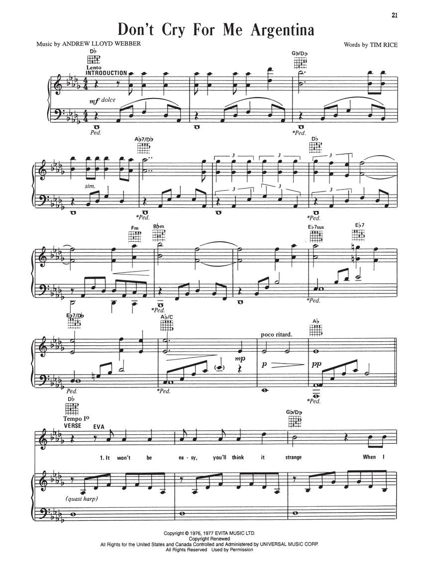 Webber: Evita – Musical Excerpts and Complete Libretto