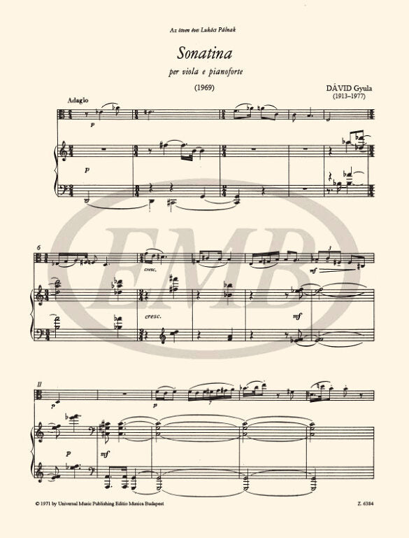 Dávid: Sonatina for Viola & Piano