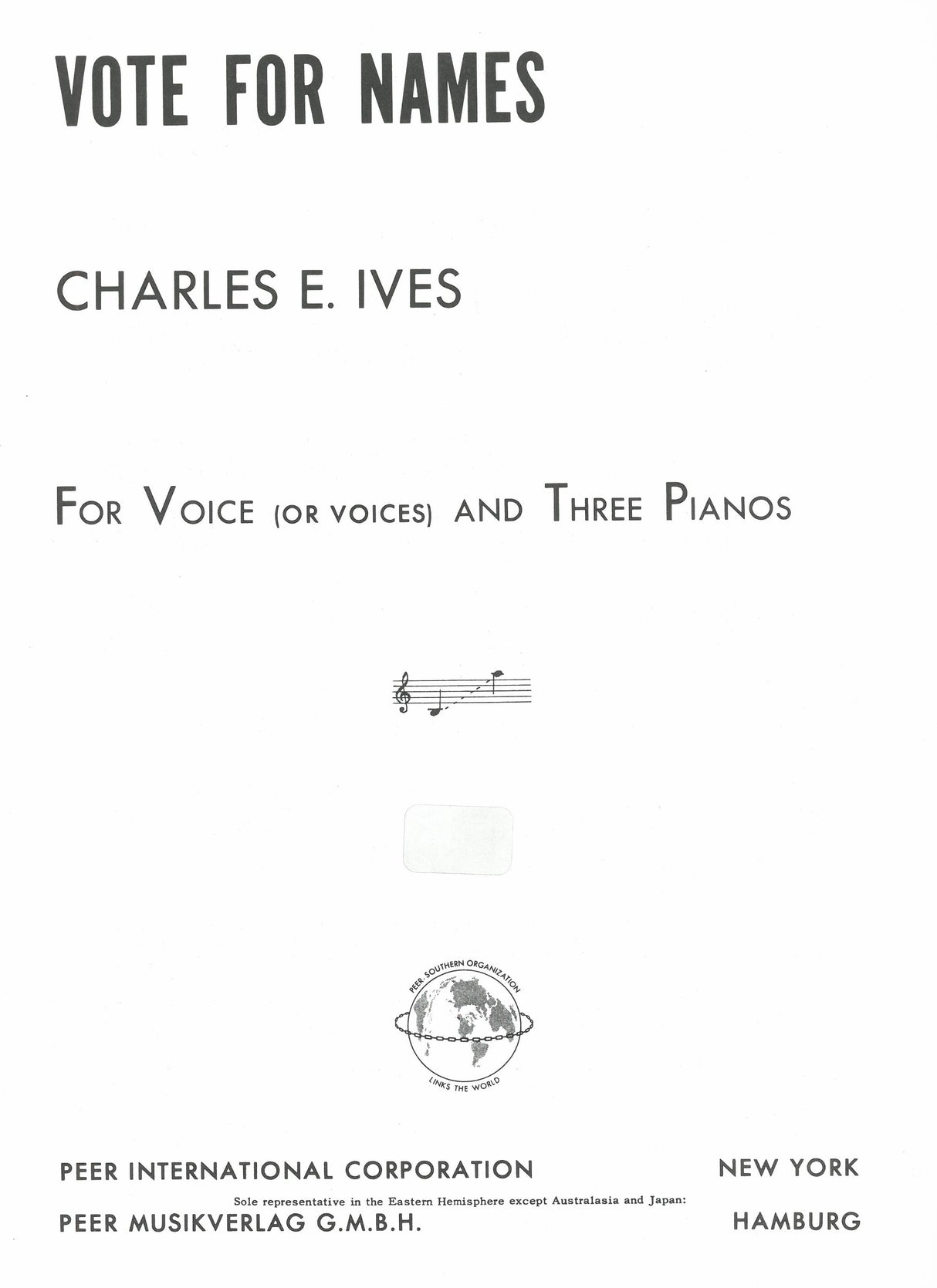Ives: Vote for Names (Version for Voice & 3 Pianos)