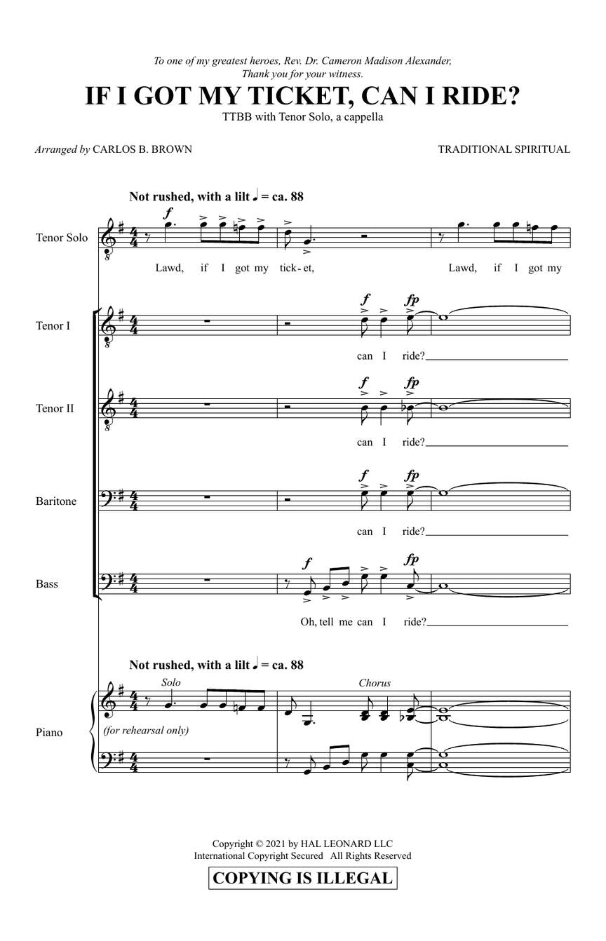 If I Got My Ticket, Can I Ride? (arr. for TTBB)