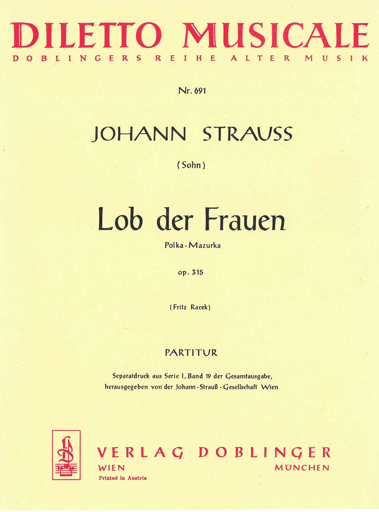 Strauß: Lob der Frauen, Op. 315