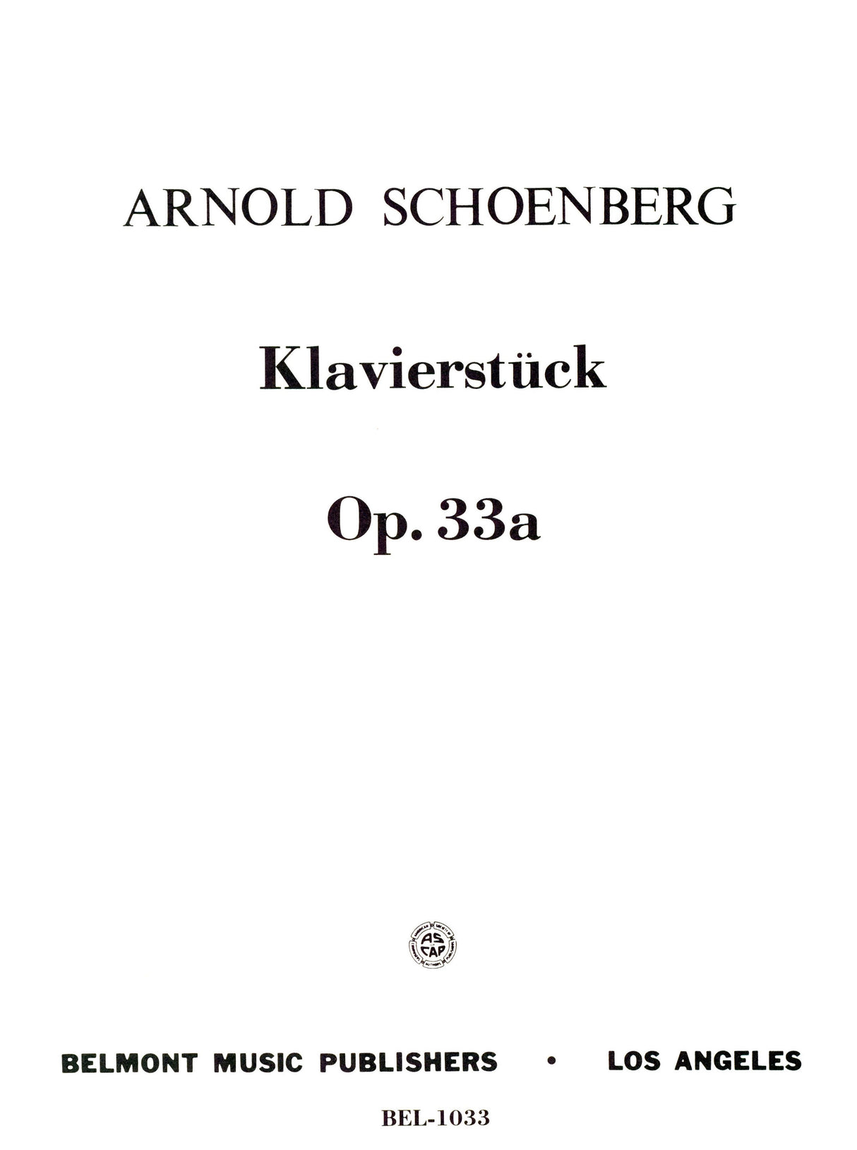 Schoenberg: Piano Piece, Op. 33a