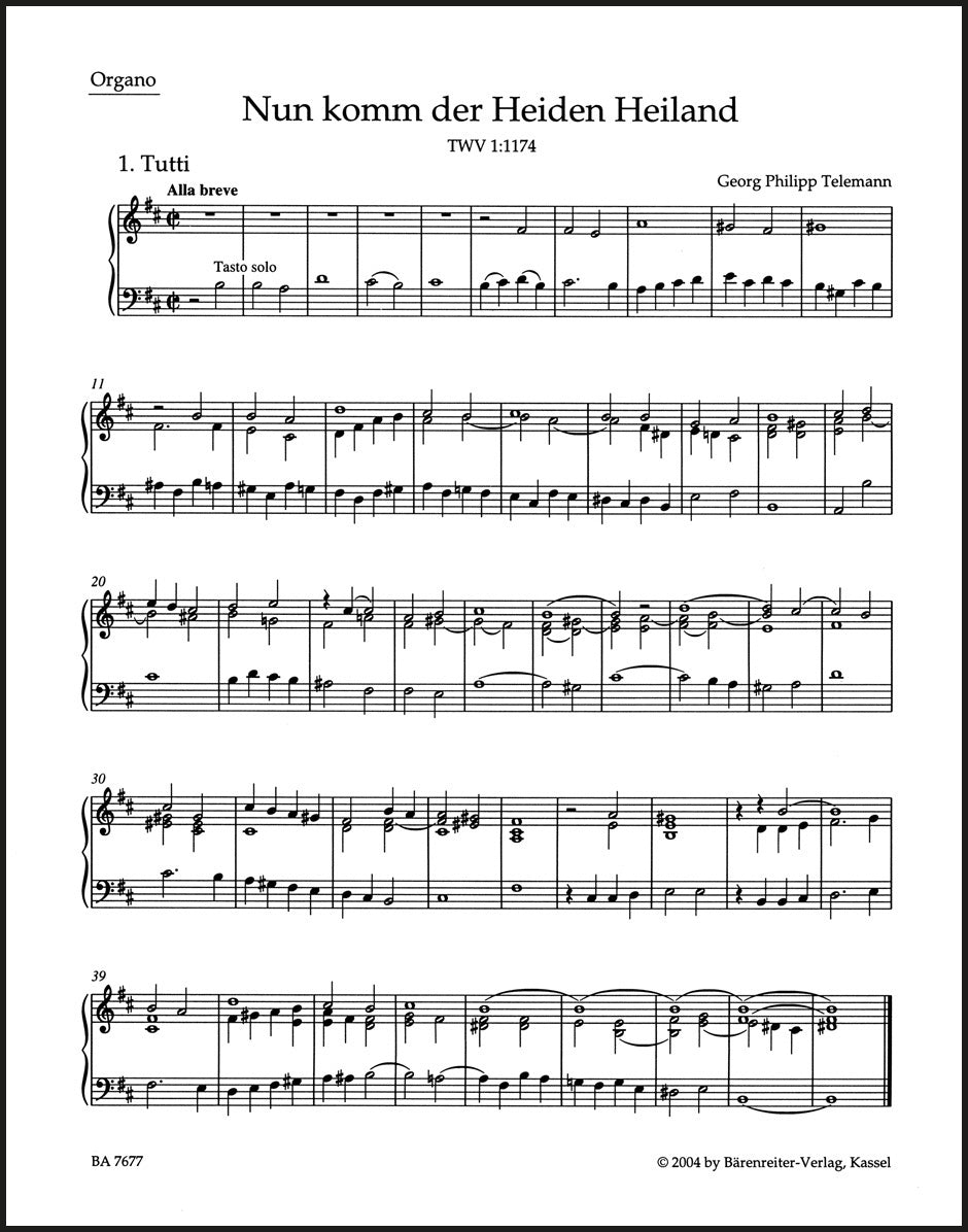 Telemann: Nun komm der Heiden Heiland, TWV 1:1174