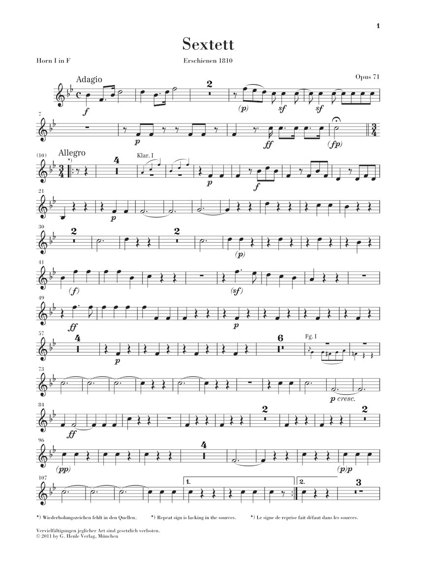 Beethoven: Sextet in E-flat Major, Op. 71 and March, WoO 29