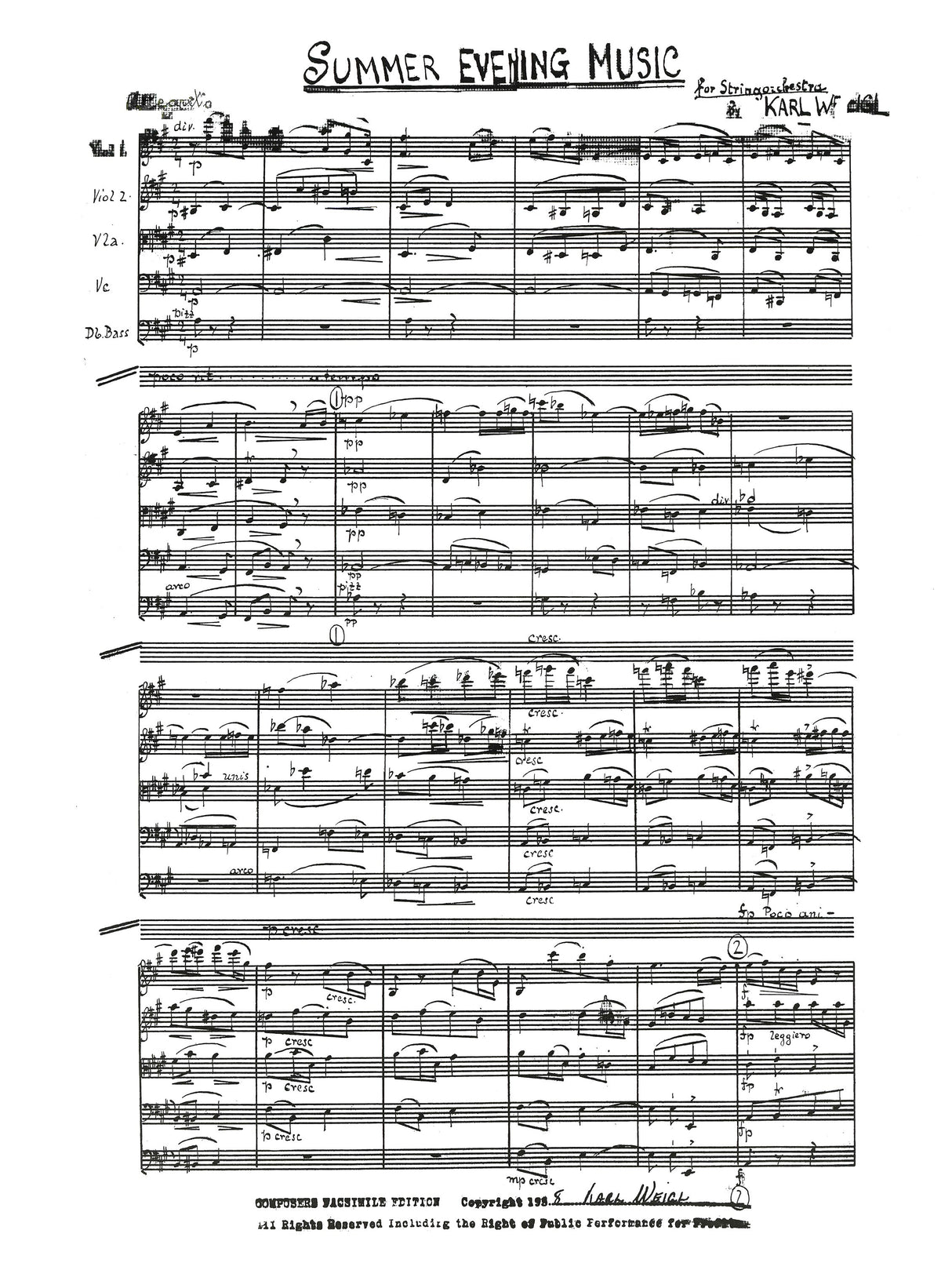 Weigl: Summer Evening Music