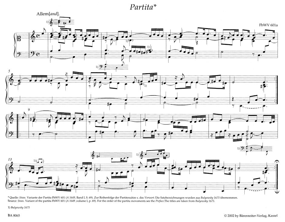 Froberger: Works from Copied Sources - Partitas and Partita Movements, Part 1a