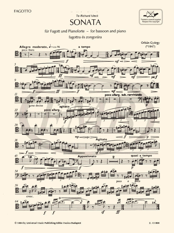 Orbán: Bassoon Sonata