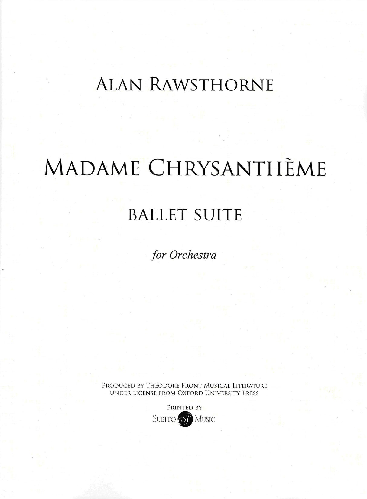 Rawsthorne: Madame Chrysanthème Suite