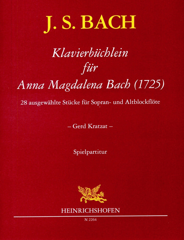 Bach: Notebook for Anna Magdalena Bach - 1725 (arr. for soprano & alto recorder)