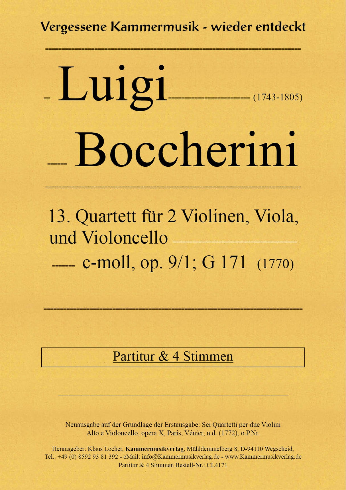Boccherini: String Quartet in C Minor, G 171, Op. 9, No. 1
