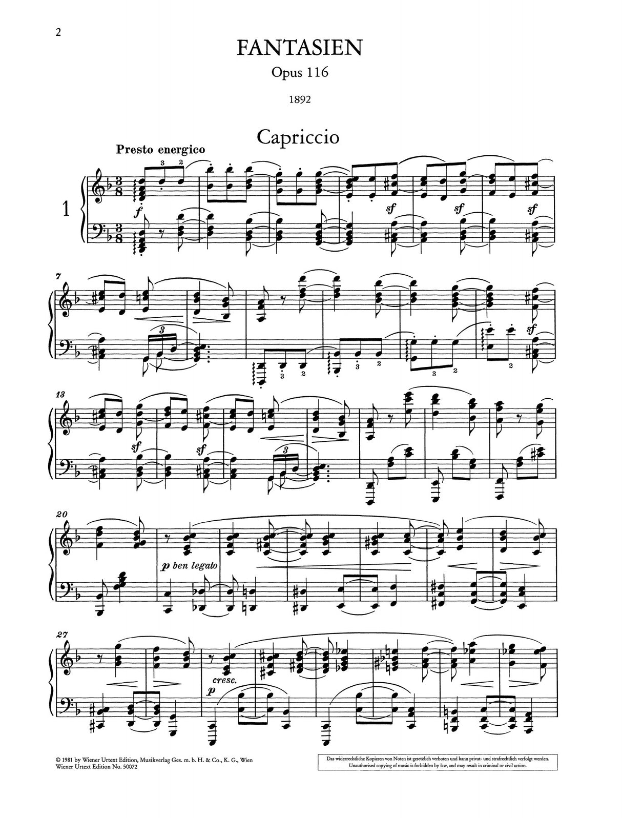 Brahms: Fantasies, Op. 116