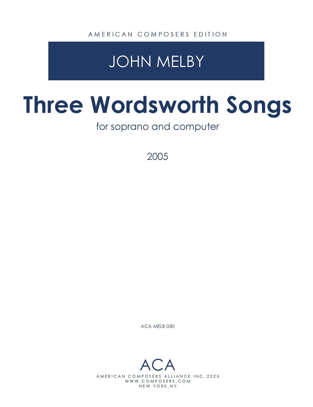 Melby: Three Wordsworth Songs