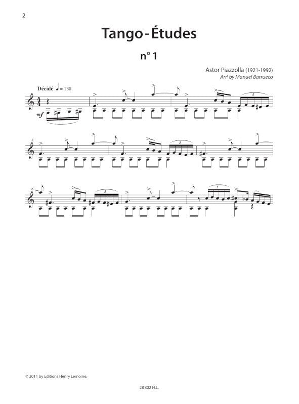 Piazzolla: Tango Etudes (for guitar)