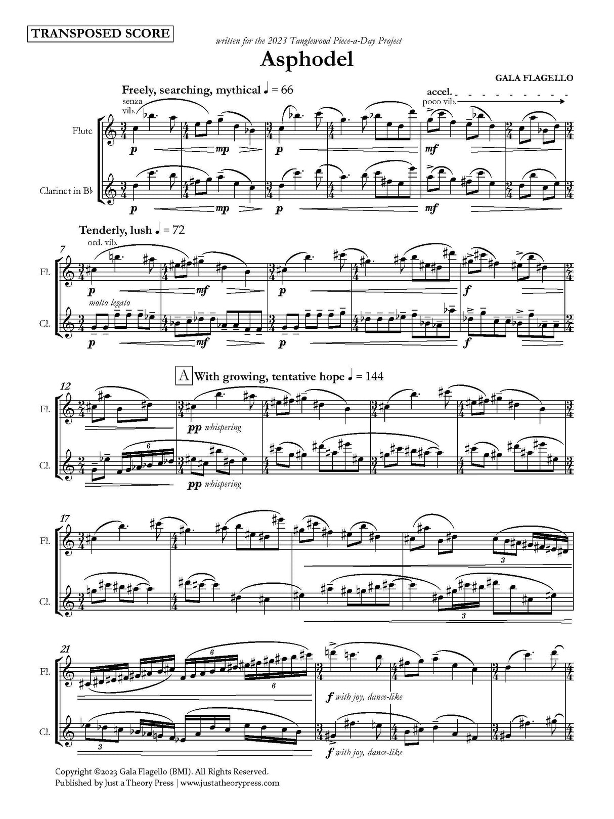 Flagello: Asphodel (Version for Flute & Clarinet)