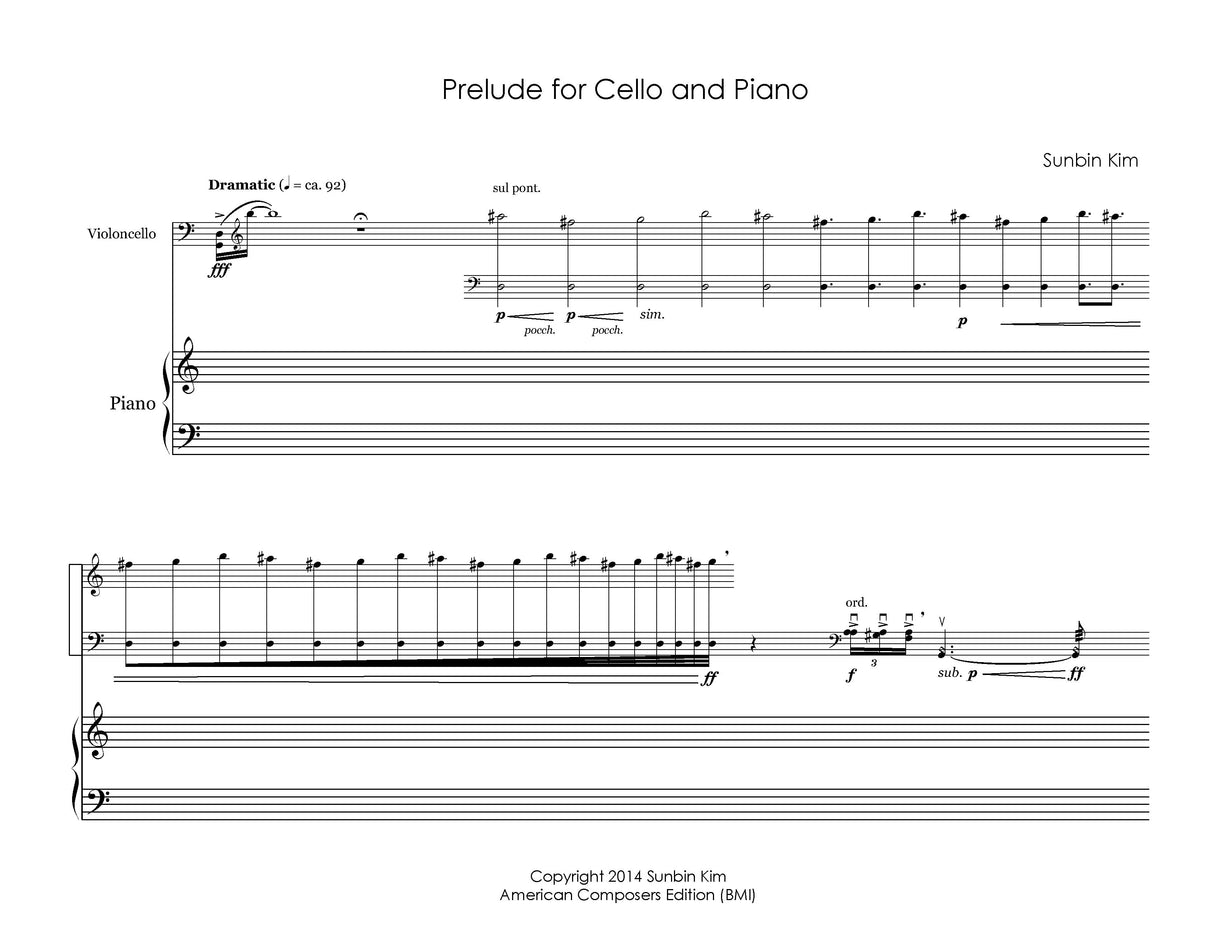 Kim: Prelude for Cello and Piano