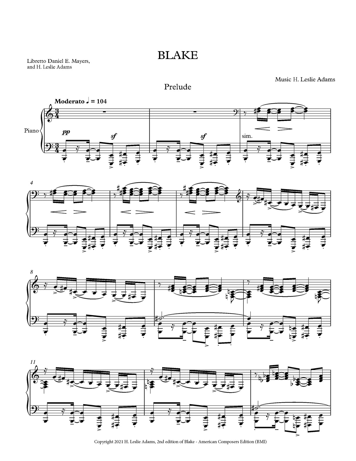 H.L. Adams: Vocal Selections from Blake