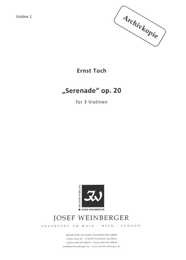 Toch: Serenade, Op. 20