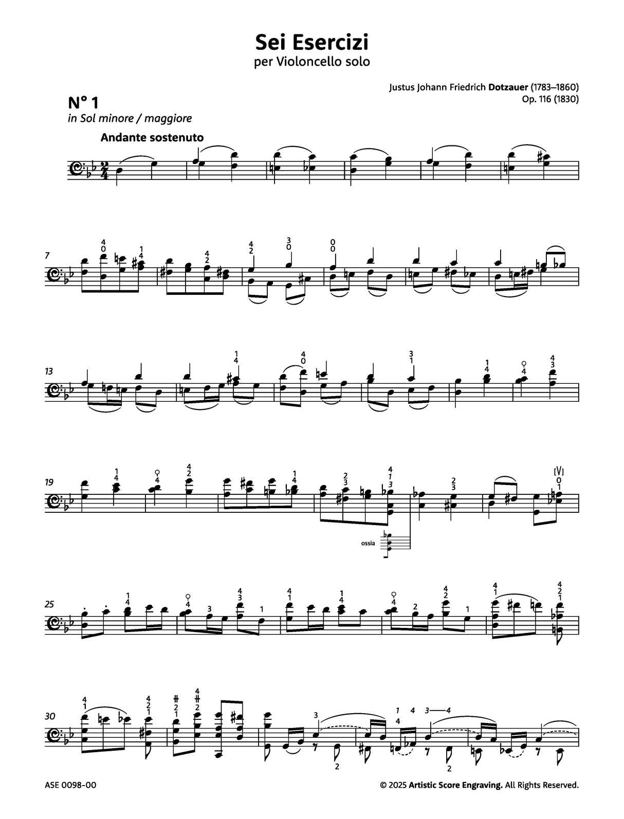 Dotzauer: Six Exercises, Op. 116 (Book 4)