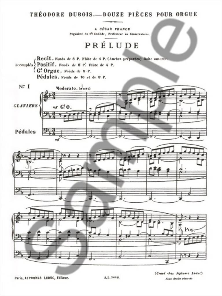 Dubois: Douze Pièces Pour Orgue