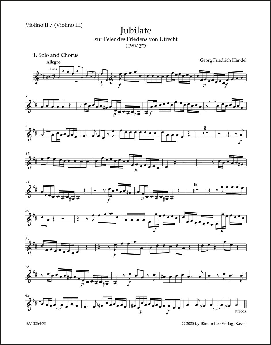 Handel: Jubilate zur Feier des Friedens von Utrecht, HWV 279