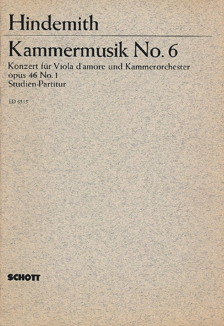 Hindemith: Chamber music No. 6, Op. 46, No. 1