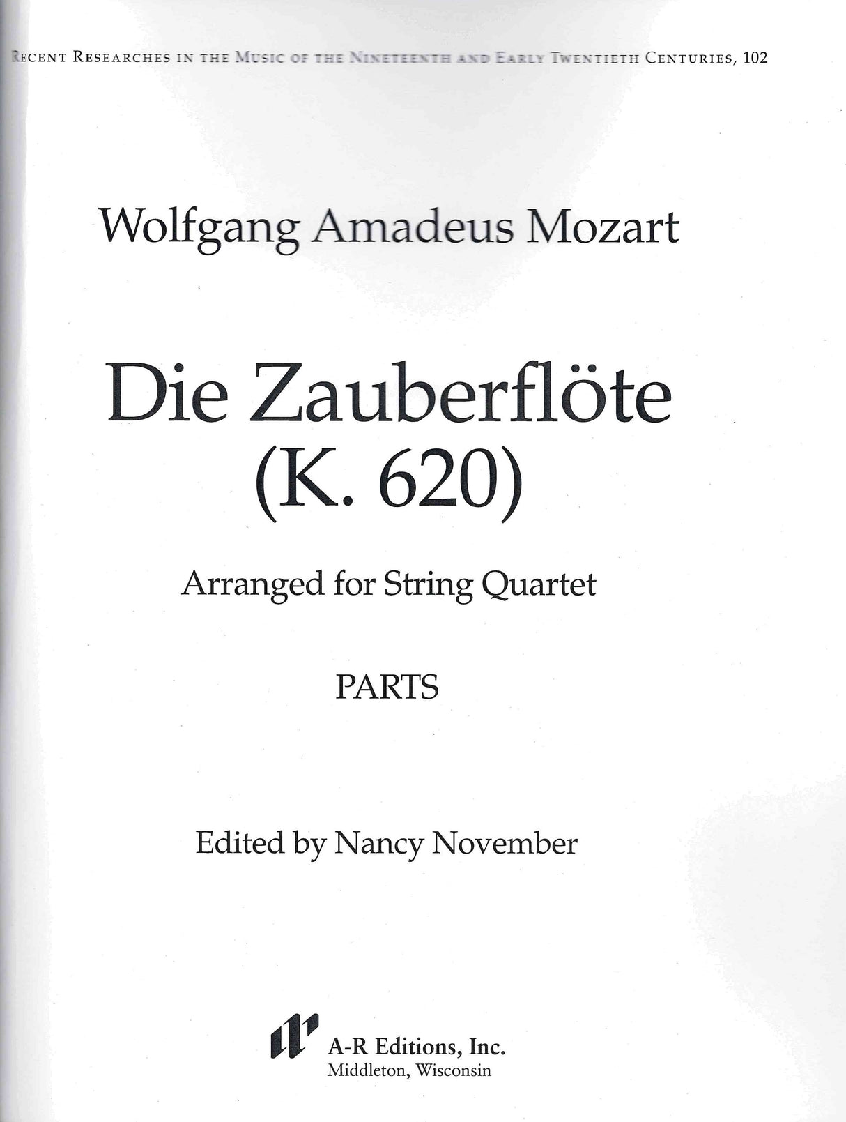 Mozart: 2 Operas Arranged for String Quartet
