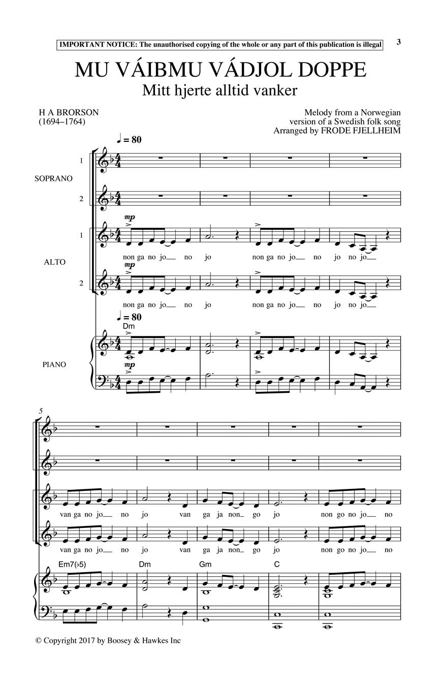 Mu Vaibmu Vadjol Doppe (arr. for SSAA Choir)