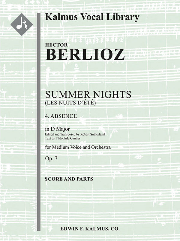 Berlioz: Absence, Op. 7, No. 4 (transposed in D Major)