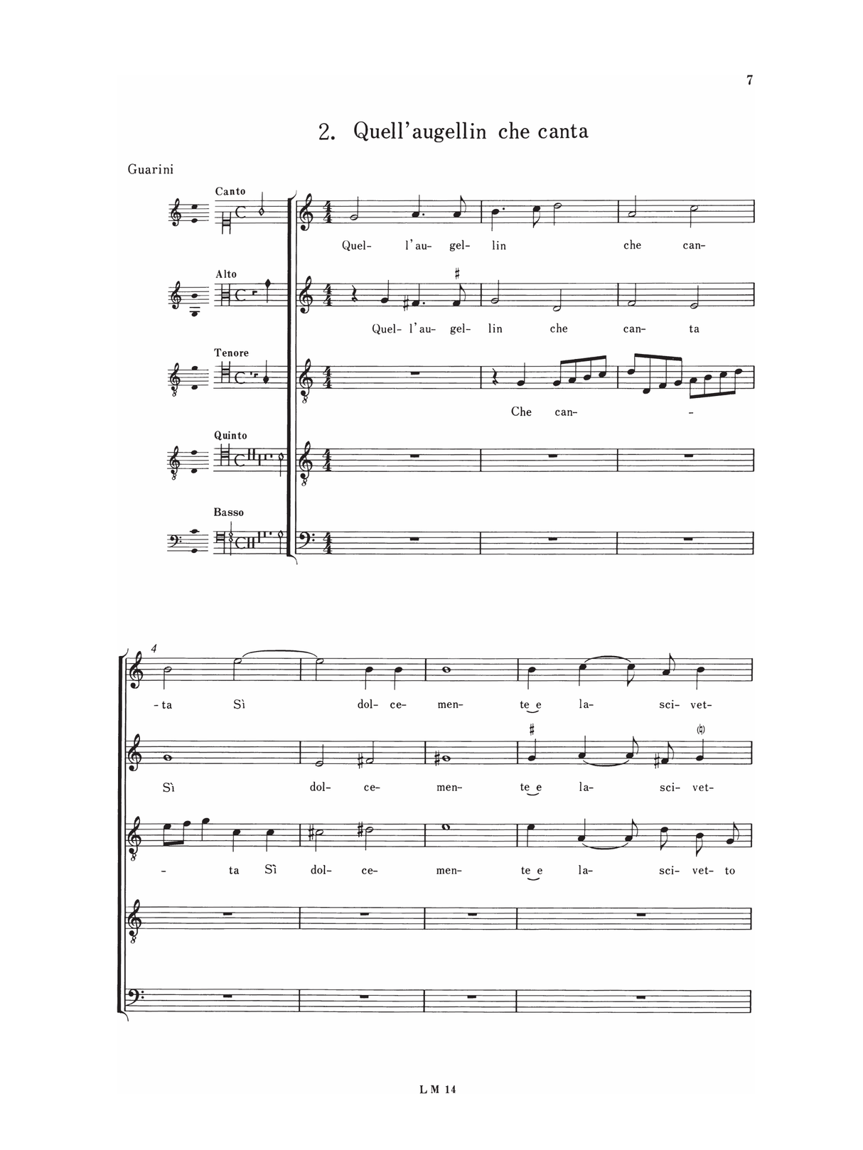 Marenzio: Il settimo libro de' madrigali a cinque voci (1595)