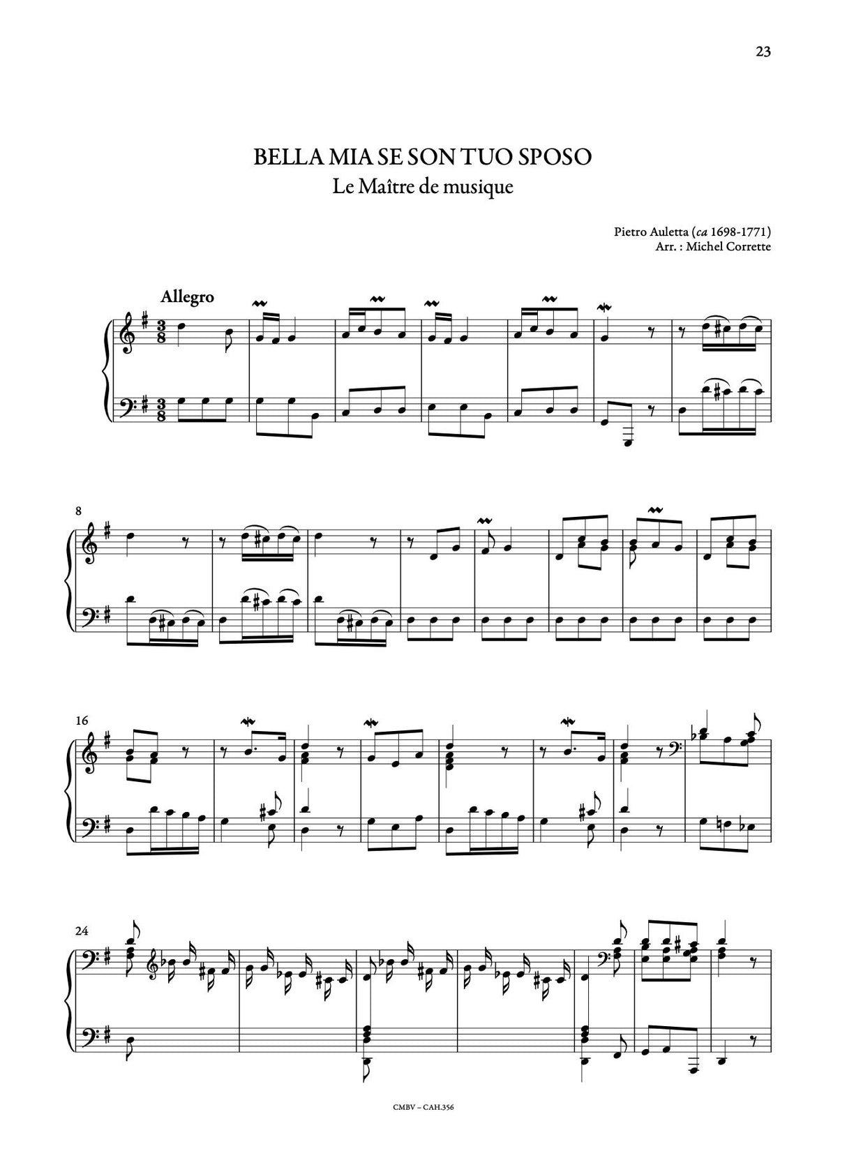 Pergolesi: Various Ariettas (arr. for harpsichord)