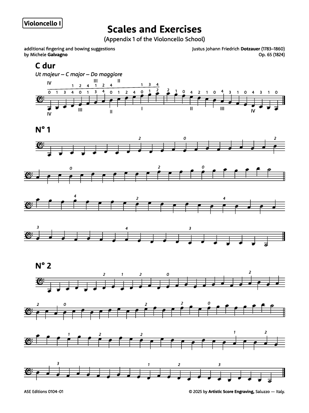 Dotzauer: Scales & Exercises, Appendix 1 from the Cello School, Op. 65