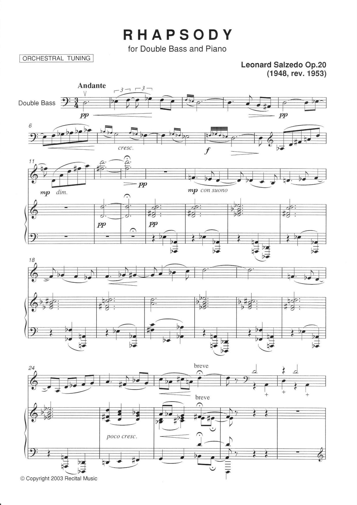 Salzedo: Rhapsody, Op. 20