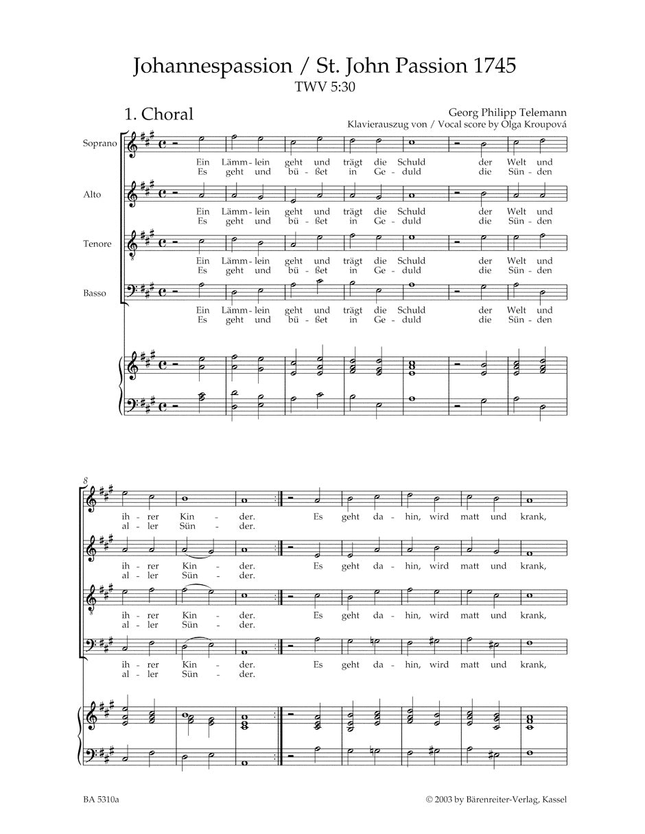 Telemann: St. John Passion, TWV 5:30