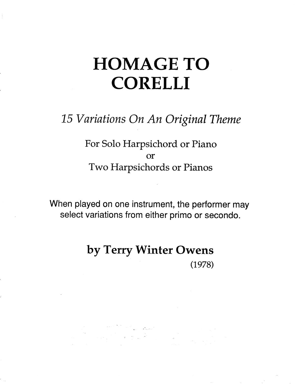 T.W. Owens: Homage to Corelli